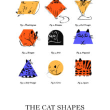 Cat shapes by Buttercat Paradox Art print of cats in geometric shapes. Printed on archival cotton paper, signed by the artist Tereza Kovandová aka Buttercat Paradox.