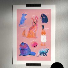 Polish meme animals bestiary by Buttercat Paradox Art print of famous polish meme animals like kurwa bober, myszokrowa, ratatuj or chomik.