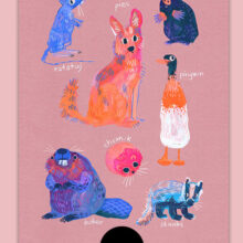 Polish meme animals bestiary by Buttercat Paradox Art print of famous polish meme animals like kurwa bober, myszokrowa, ratatuj or chomik.