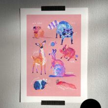 Polish meme animals bestiary by Buttercat Paradox Art print of famous polish meme animals like kurwa bober, myszokrowa, ratatuj or chomik.