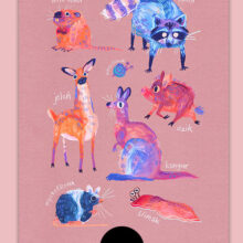 Polish meme animals bestiary by Buttercat Paradox Art print of famous polish meme animals like kurwa bober, myszokrowa, ratatuj or chomik.