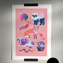 Polish meme animals bestiary by Buttercat Paradox Art print of famous polish meme animals like kurwa bober, myszokrowa, ratatuj or chomik.