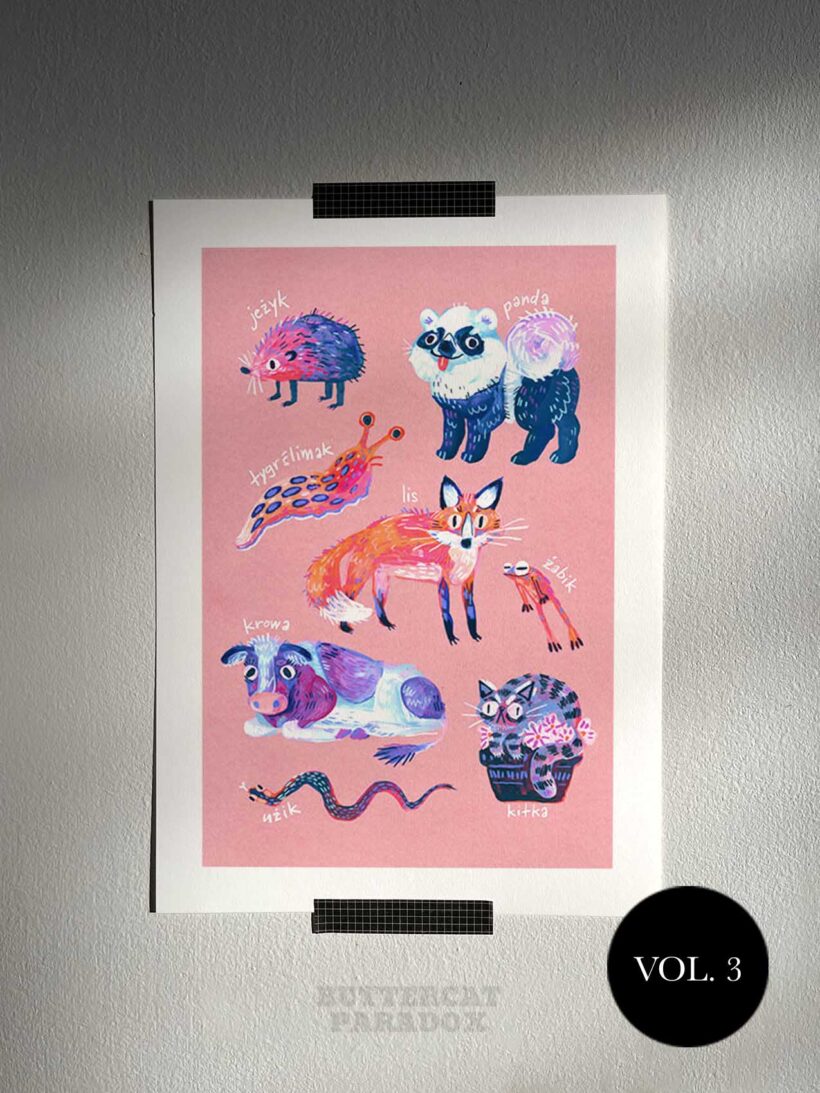 Polish meme animals bestiary by Buttercat Paradox Art print of famous polish meme animals like kurwa bober, myszokrowa, ratatuj or chomik.