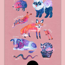 Polish meme animals bestiary by Buttercat Paradox Art print of famous polish meme animals like kurwa bober, myszokrowa, ratatuj or chomik.