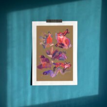 Forest Critters by Buttercat Paradox Cozy forest themed art print with vibrant palette.