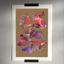 Forest Critters by Buttercat Paradox Cozy forest themed art print with vibrant palette.