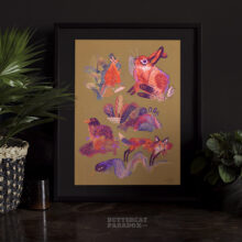 Forest Critters by Buttercat Paradox Cozy forest themed art print with vibrant palette.
